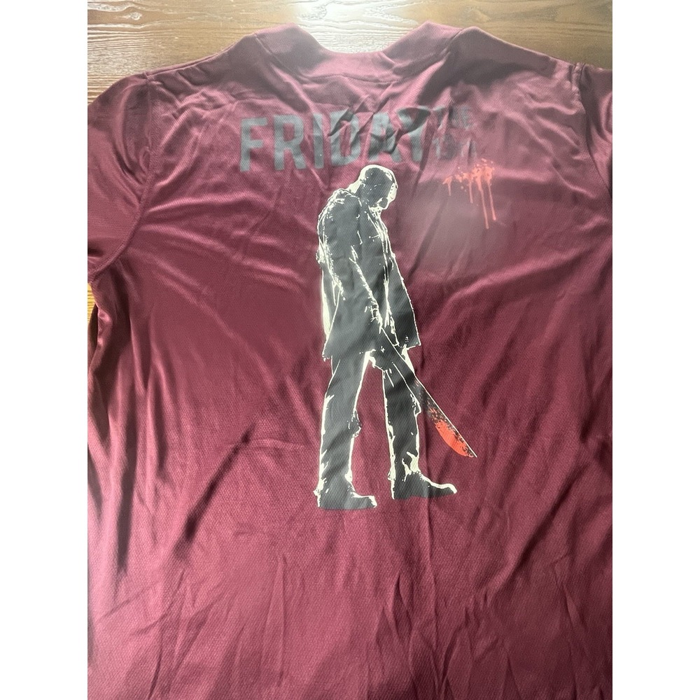 Friday The 13th Jason Voorhees Baseball Jersey Graphic Shirt Men XL Maroon Black